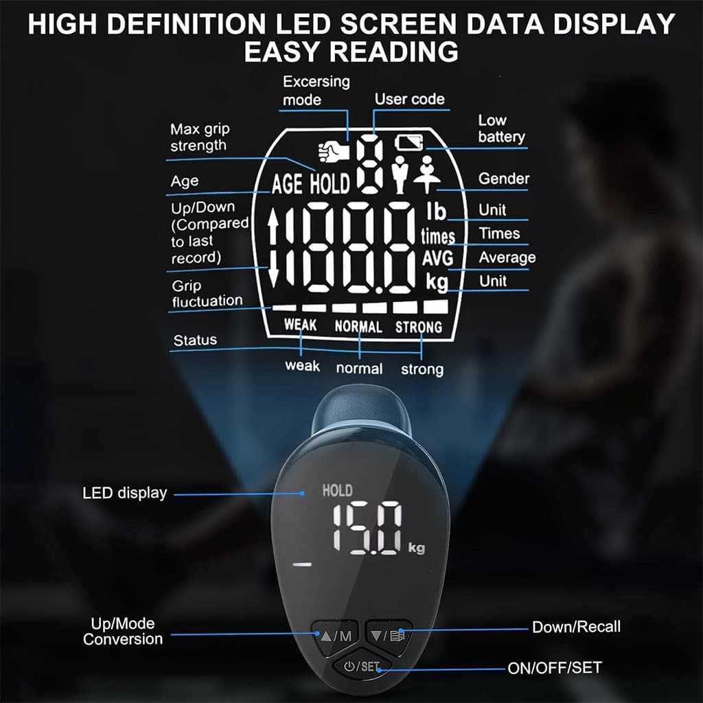 Poignet de Renforcement et Testeur de force de préhension Digital – جهاز تدريب مع مقياس لقبضة اليد - Sport - صورة 2