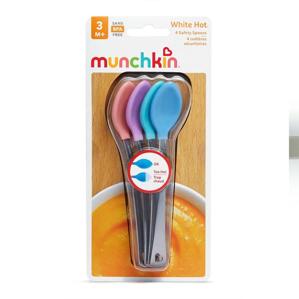 Pack 4Pcs Cuillère Bébé White Hot Thermosensible – طقم ملاعق لتغذية الأطفال مستشعرة للحرارة - Maternité - صورة 3