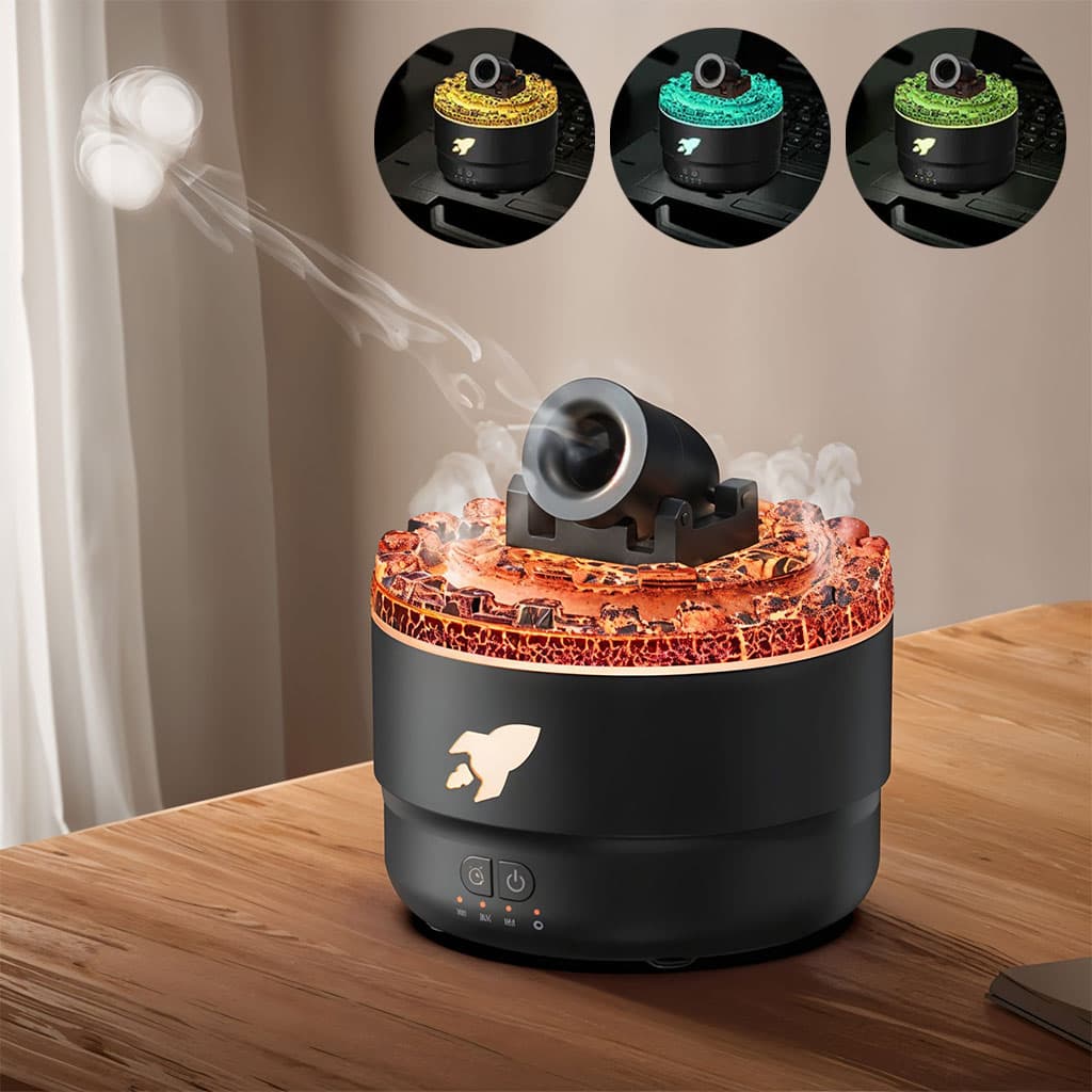 Humidificateur d’arôme à canon avec lumières LED colorées – معطر جو يضفي ديكور رائع في منزلك - Décoration - صورة 1