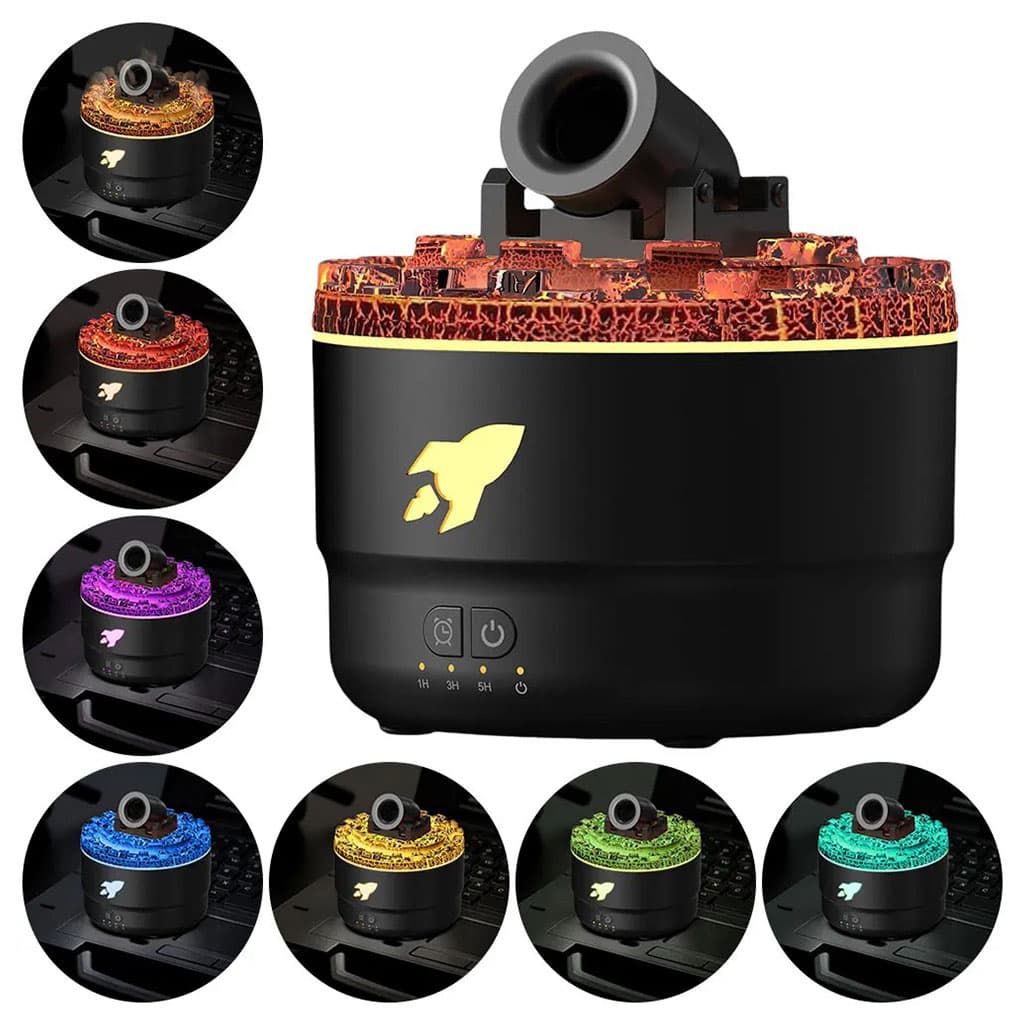 Humidificateur d’arôme à canon avec lumières LED colorées – معطر جو يضفي ديكور رائع في منزلك - Décoration - صورة 2
