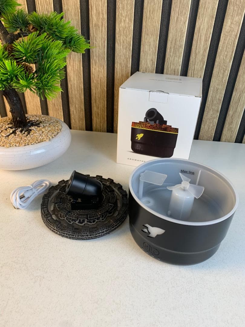 Humidificateur d’arôme à canon avec lumières LED colorées – معطر جو يضفي ديكور رائع في منزلك - Décoration - صورة حقيقية 11