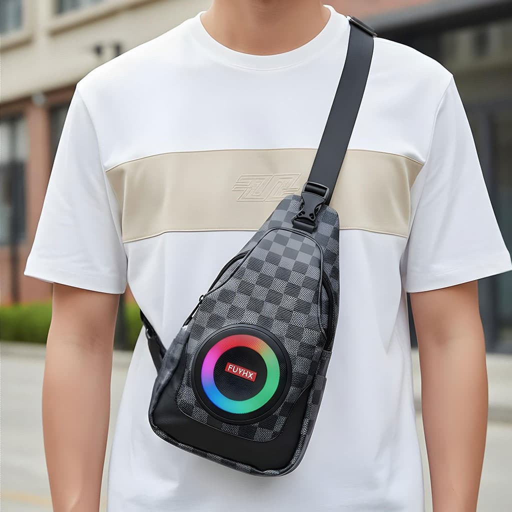 Sac à Bandoulière avec Haut Parleur Bluetooth Rechargeable RGB CH-M818 – حقيبة رجالية مع مكبر صوت بلوتوث مدمج - Électronique - صورة 1