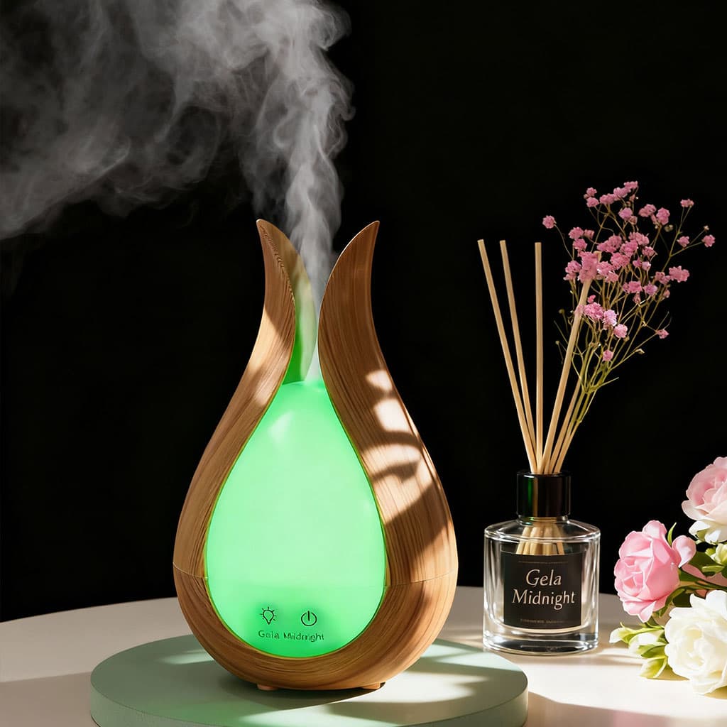 Humidificateur à Grain de Bois 200ml avec 7 Lumières de Couleur – معطر جو في الغرف - Décoration - صورة 1