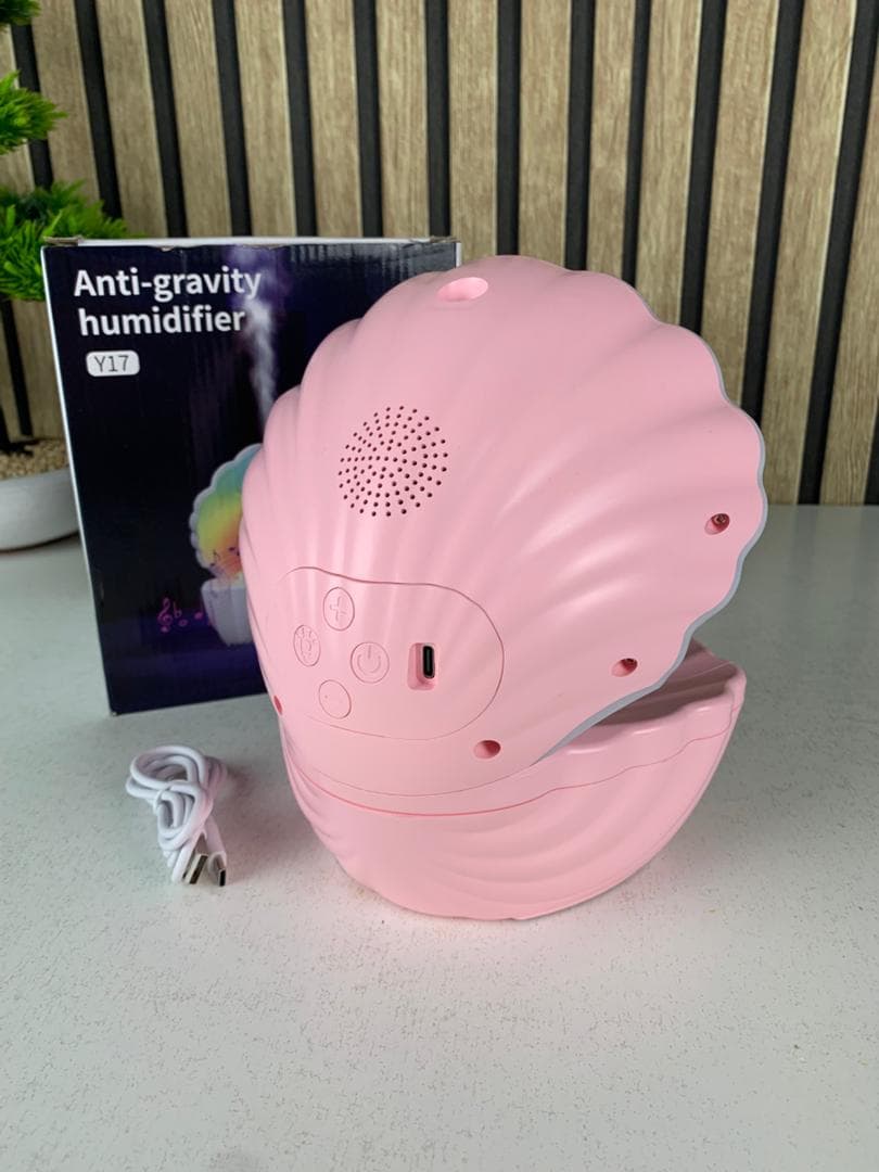 Humidificateur d’air et Haut Parleur BT avec lumière d’ambiance antigravité 550ml – مكبر صوت ومعطر جو على شكل محار البحر - Électronique - صورة حقيقية 8