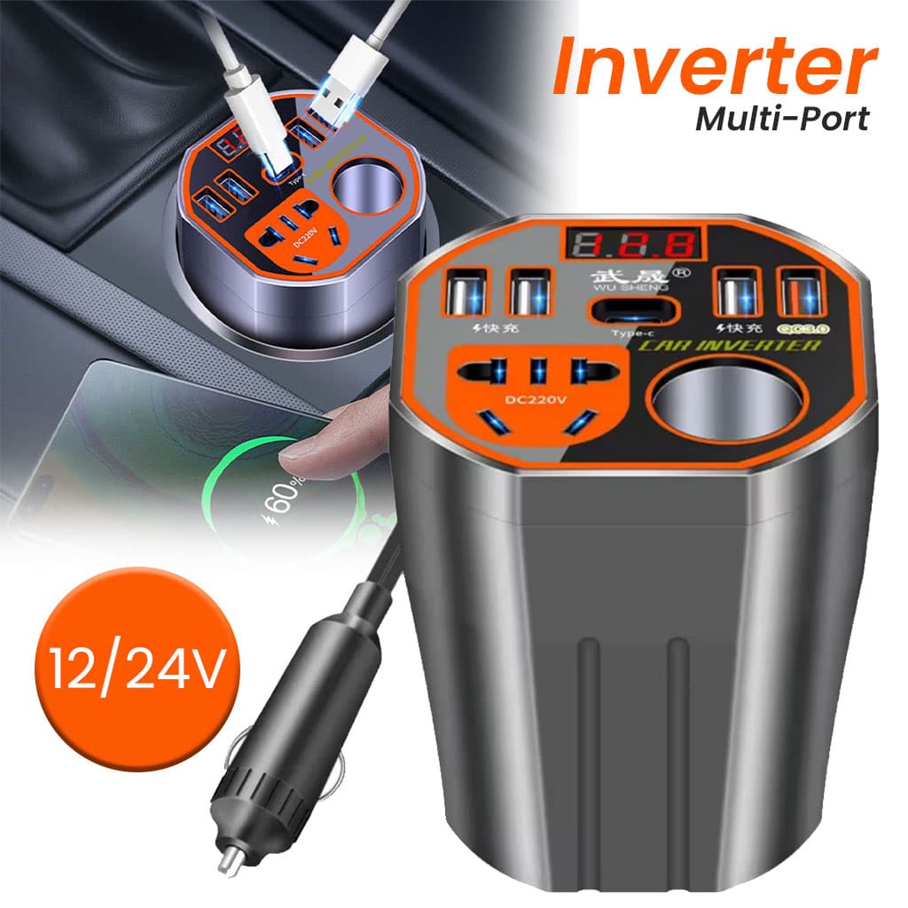Convertisseur de Puissance pour Voiture 12V/24V vers DC220V Charge Rapide – محول التيار الكهربائي في السيارة - Accessoires Auto/Moto - صورة 1