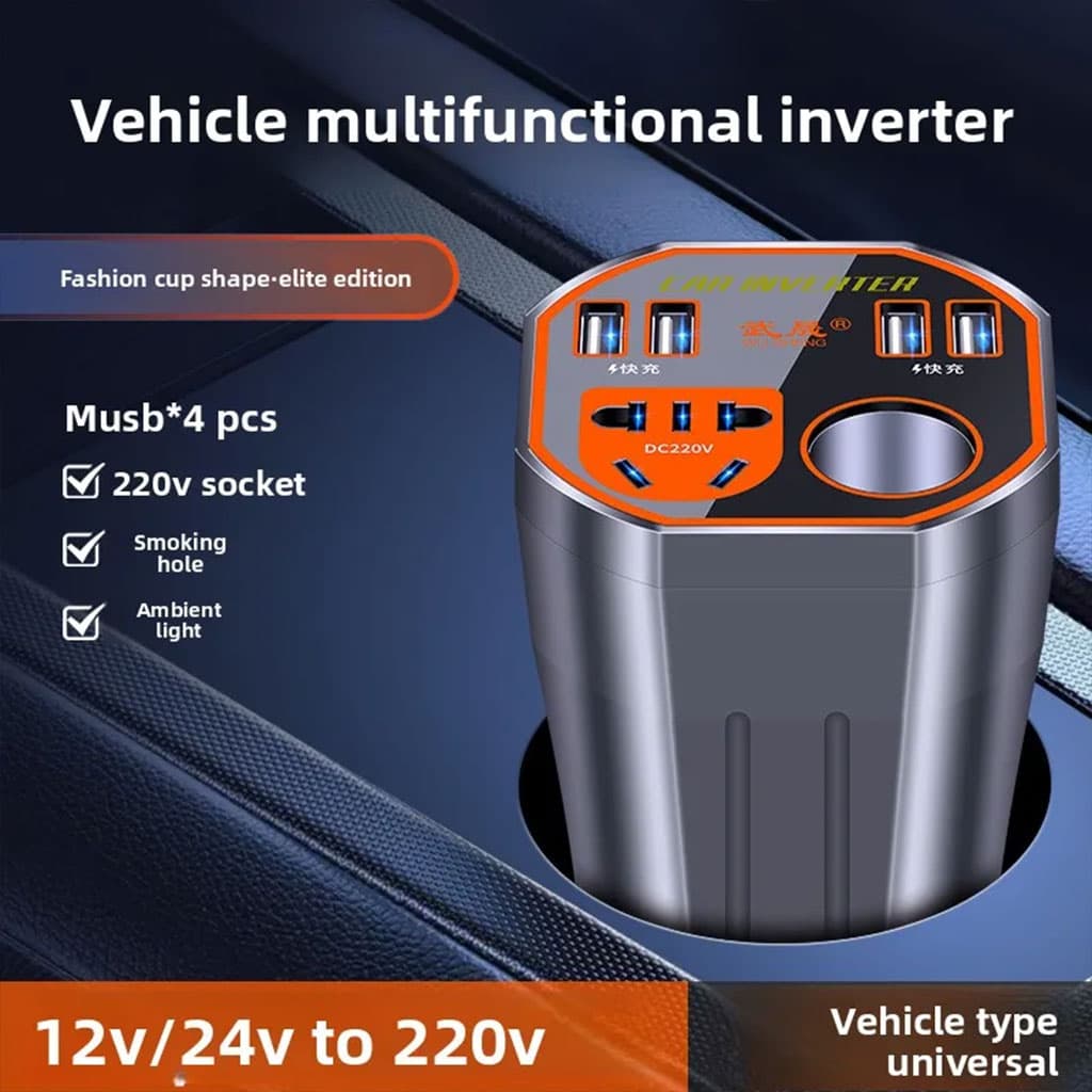Convertisseur de Puissance pour Voiture 12V/24V vers DC220V Charge Rapide – محول التيار الكهربائي في السيارة - Accessoires Auto/Moto - صورة 5