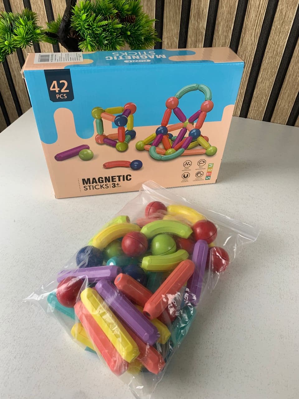 Blocs de Construction Magnétiques 42 pièces pour Enfants – لعبة تركيب القطع المغناطسية للأطفال - Jouet & Gaming - صورة حقيقية 11
