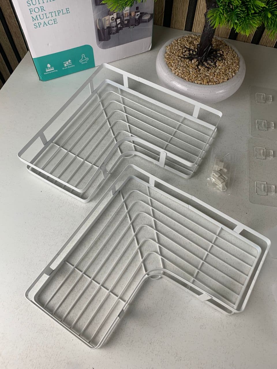 Étagère de rangement pour salle de bain 4pcs en acier inoxydable – طقم رفوف تنظيم للحمام - Maison - صورة حقيقية 7