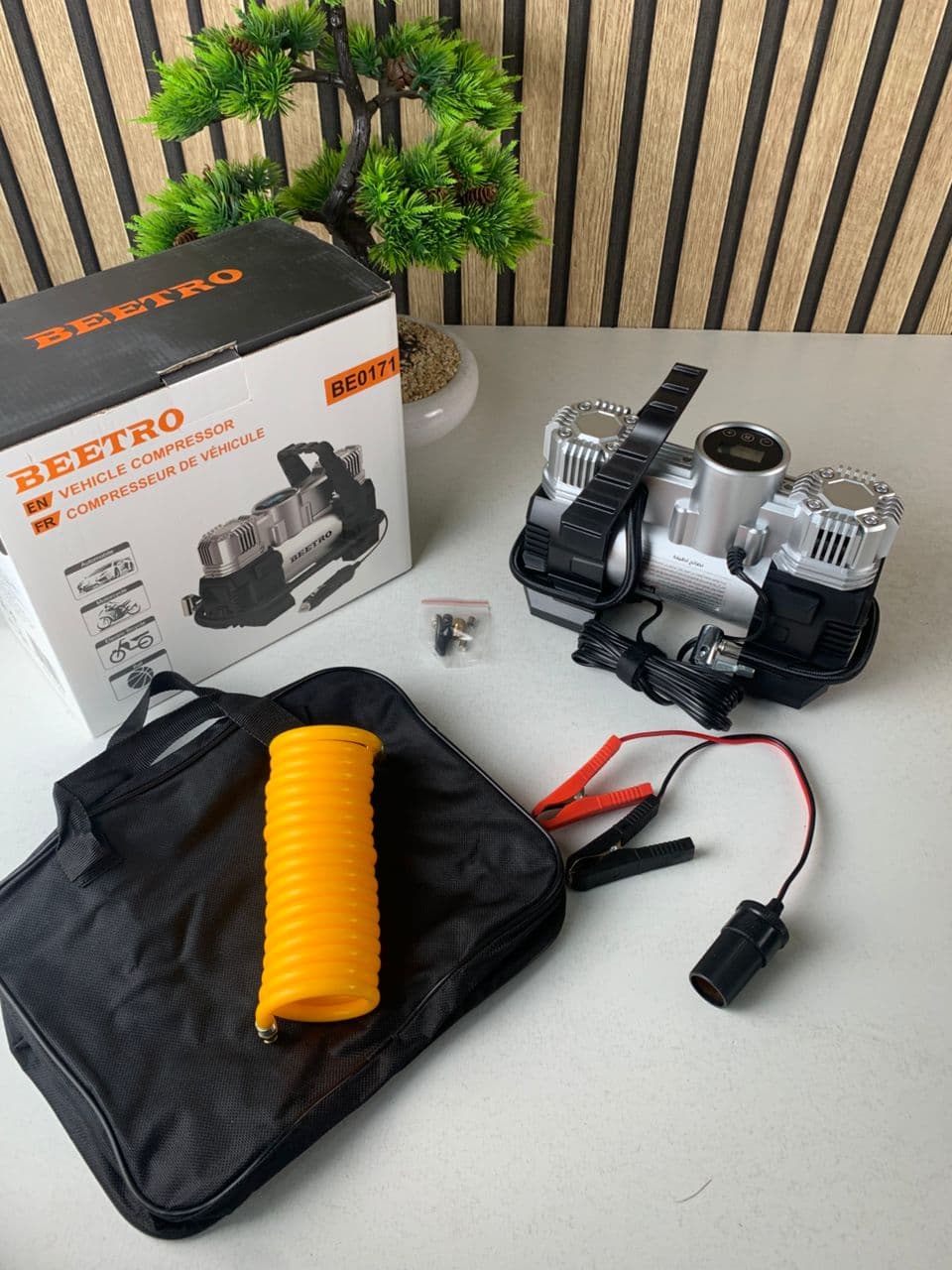 Compresseur de voiture à double piston écran LCD 180W 150psi BE0171 – جهاز ضغط العجلات للسياراة - Accessoires Auto/Moto - صورة حقيقية 6