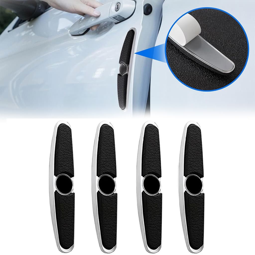 Protections de bord de portière latérales en caoutchouc et acier chromé 4Pcs – طقم حماية أبواب السيارة - Accessoires Auto/Moto - صورة 1