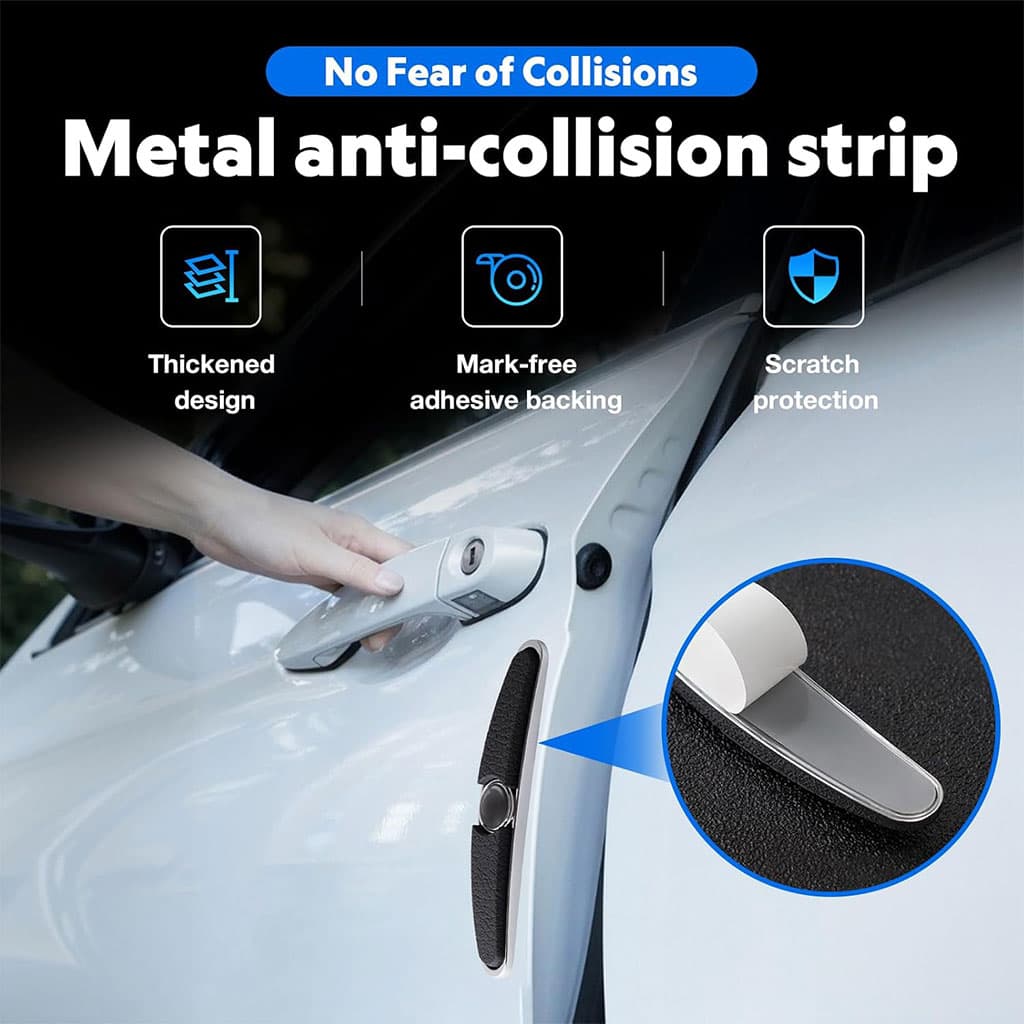 Protections de bord de portière latérales en caoutchouc et acier chromé 4Pcs – طقم حماية أبواب السيارة - Accessoires Auto/Moto - صورة 2