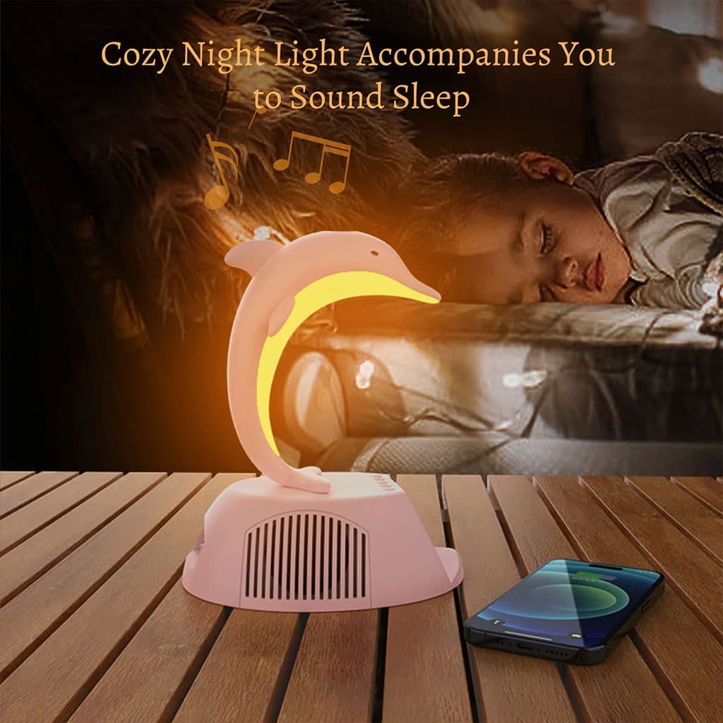 Haut-Parleur Bluetooth Dauphin avec Lampe d’Ambiance LED RGB et Chargeur Sans Fil 15W - Électronique - صورة 3