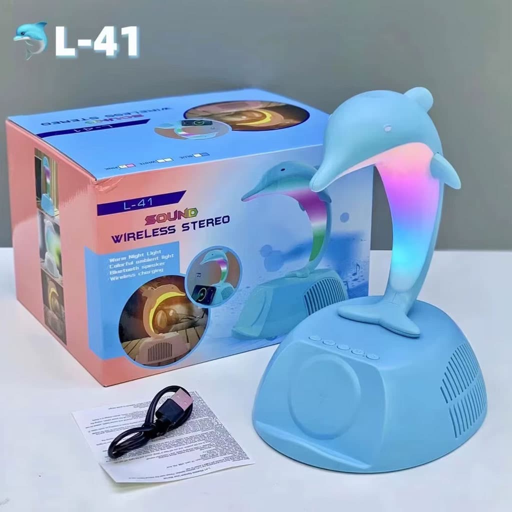 Haut-Parleur Bluetooth Dauphin avec Lampe d’Ambiance LED RGB et Chargeur Sans Fil 15W - Électronique - صورة 6
