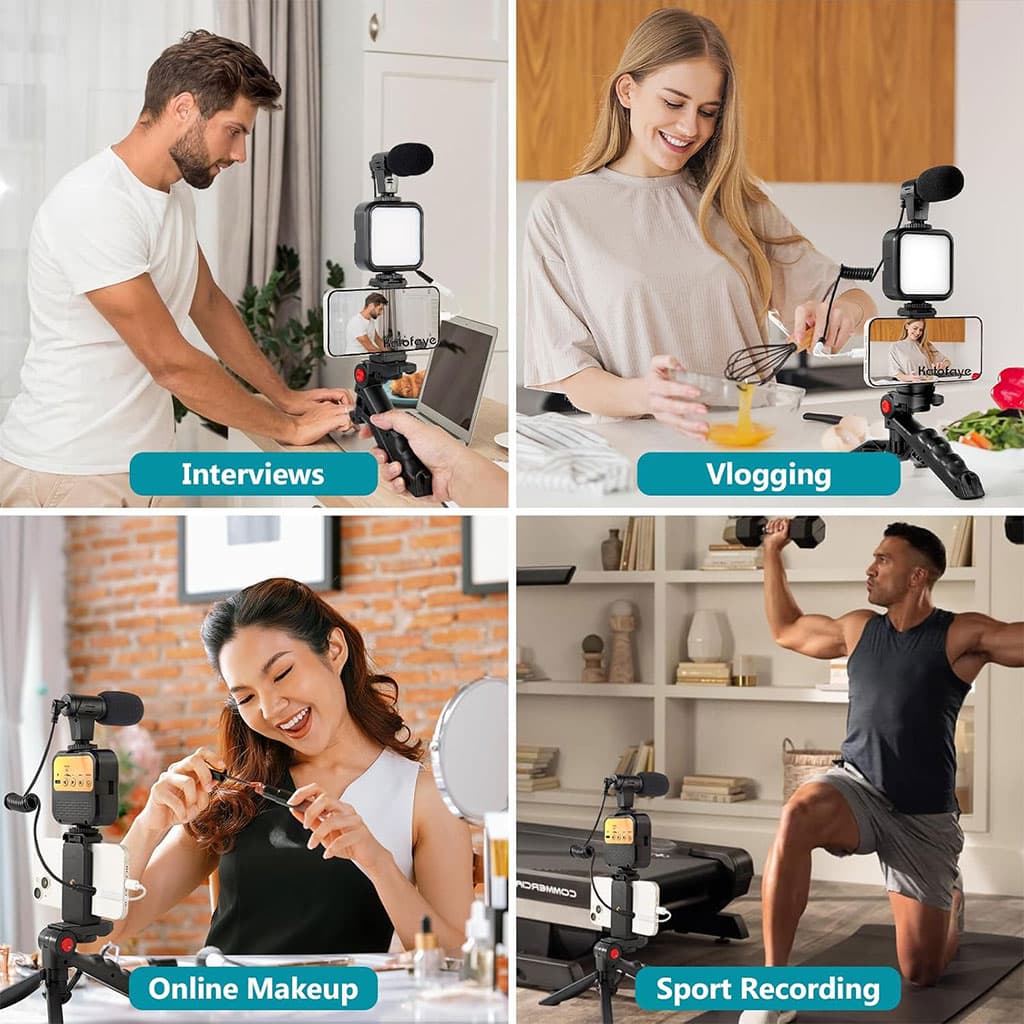 Kit de Vlogging pour smartphone et appareil photo avec microphone et LED RGB - Électronique - صورة 6