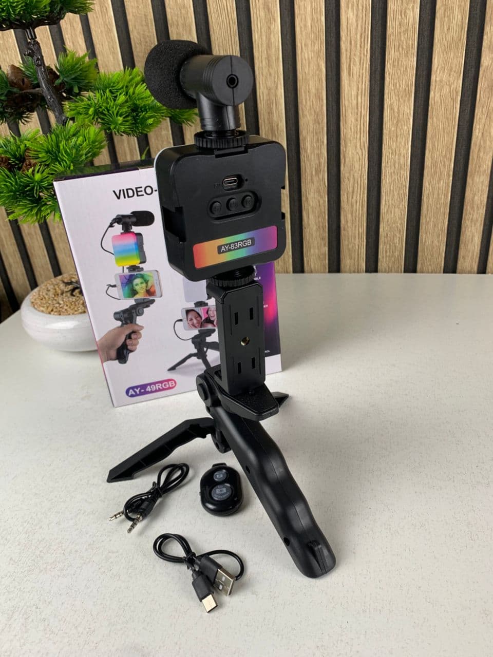 Kit de Vlogging pour smartphone et appareil photo avec microphone et LED RGB - Électronique - صورة حقيقية 10