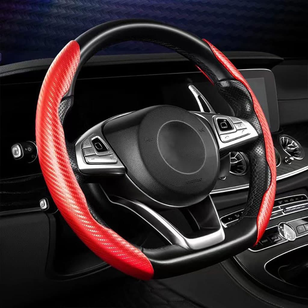 Housse de volant en fibre de carbone confortable et anti-dérapant – غطاء عجلة القيادة - Accessoires Auto/Moto - صورة 2