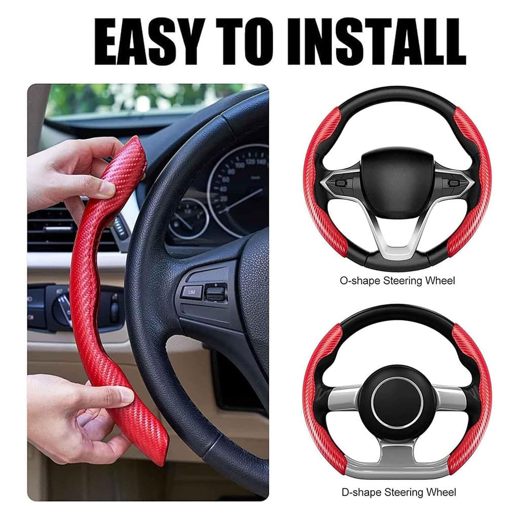 Housse de volant en fibre de carbone confortable et anti-dérapant – غطاء عجلة القيادة - Accessoires Auto/Moto - صورة 4