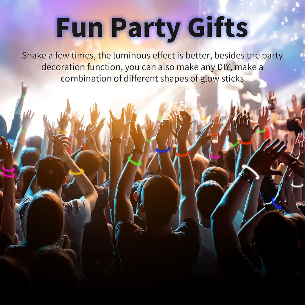 Glow Sticks Bulk Party Favors 50pcs 8inch Party Time - أساور مضيئة للحفلات - Jouet & Gaming - صورة 8
