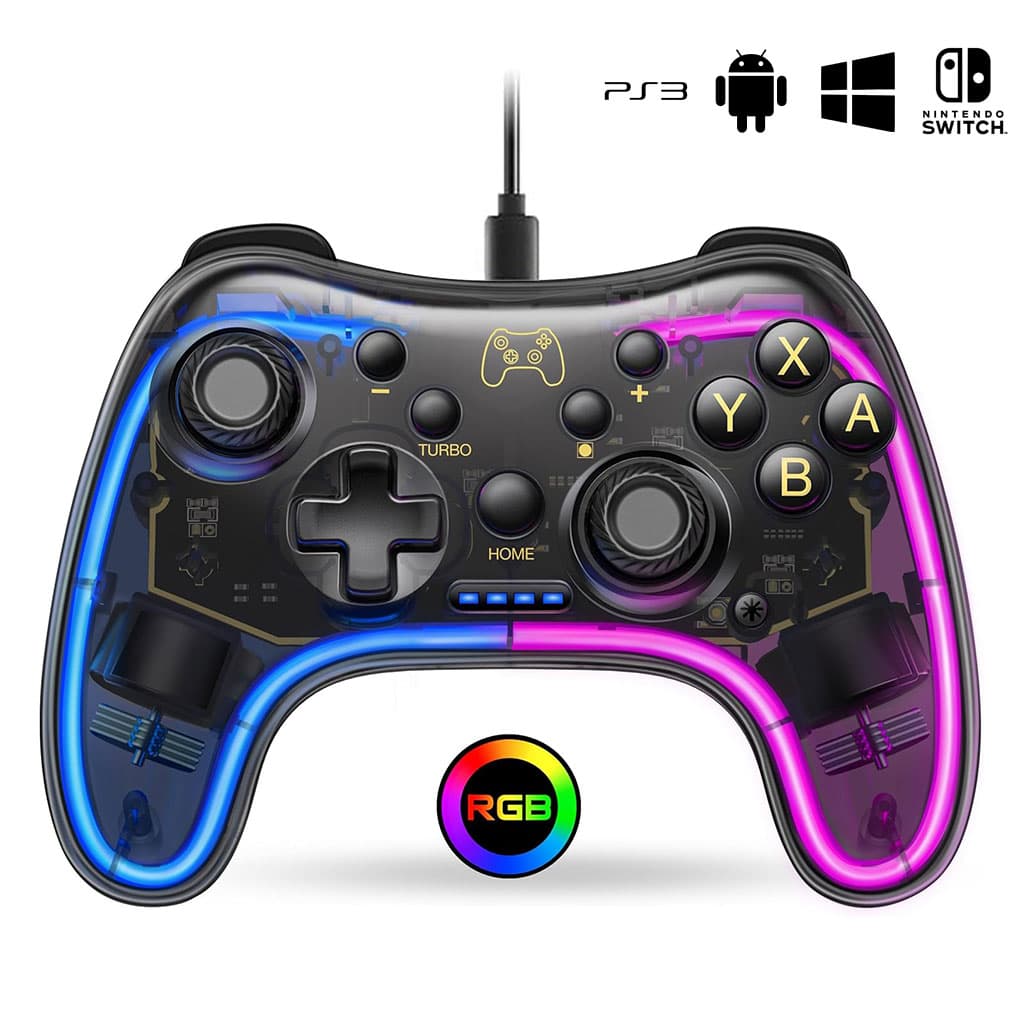 Manette de Jeu Filaire avec Éclairage Néon RGB PG-002W - Jouet & Gaming - صورة 1