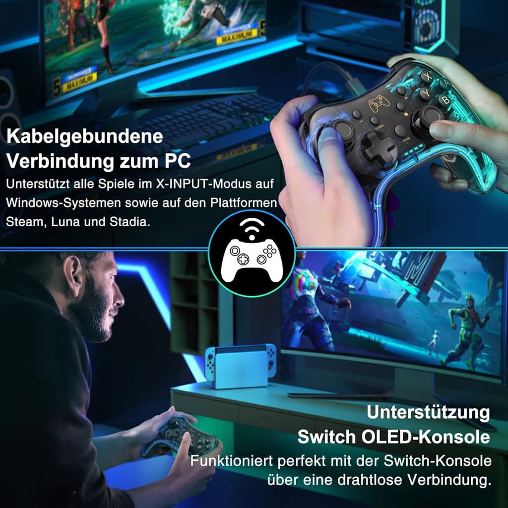 Manette de Jeu Filaire avec Éclairage Néon RGB PG-002W - Jouet & Gaming - صورة 3