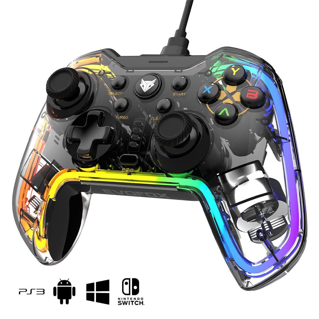 Manette de Jeu Filaire avec Éclairage Néon RGB PG-003 - يد تحكم بأضواء ملونة - Jouet & Gaming - صورة 1