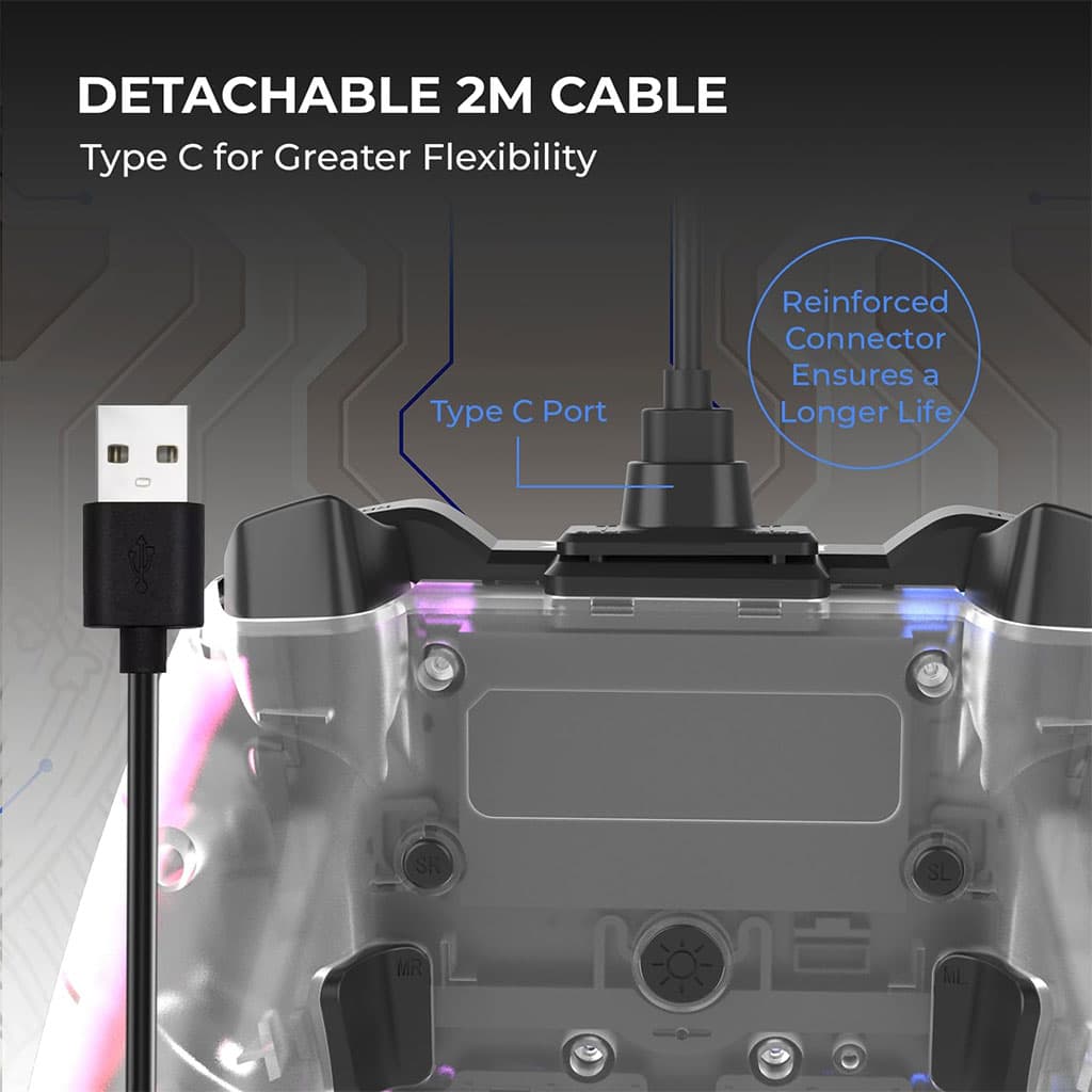 Manette de Jeu Filaire avec Éclairage Néon RGB PG-003 - يد تحكم بأضواء ملونة - Jouet & Gaming - صورة 5