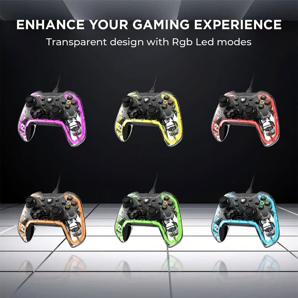 Manette de Jeu Filaire avec Éclairage Néon RGB PG-003 - يد تحكم بأضواء ملونة - Jouet & Gaming - صورة 6