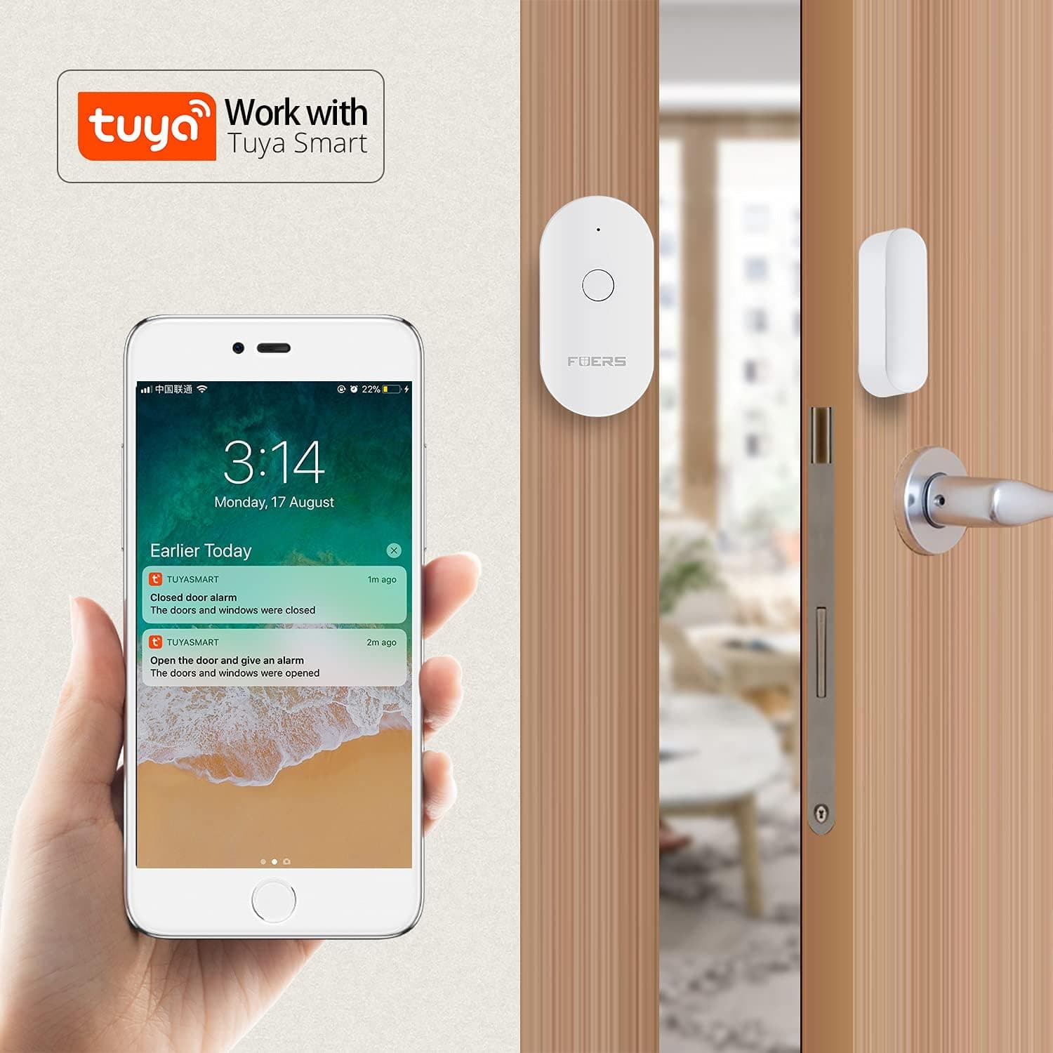 Détecteur de porte et fenêtre WiFi avec alarme capteur magnétique - مستشعر الأبواب والنوافذ الذكي - Électronique - صورة 3