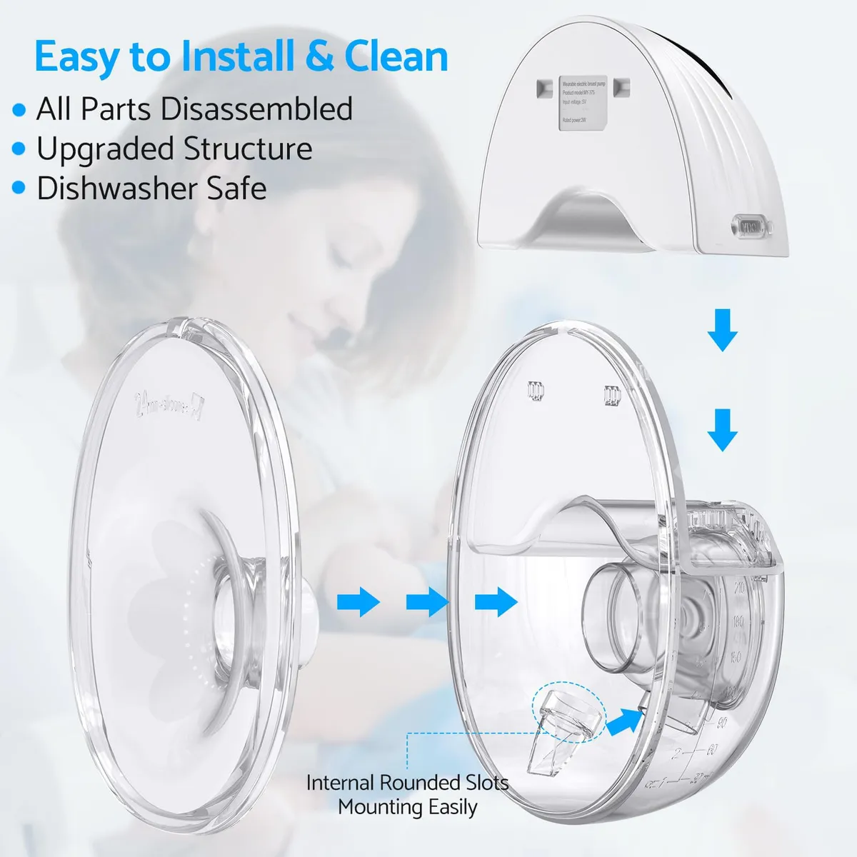Double Tire Lait Electrique Mains Libres MY-375 4 Modes 12 Niveaux - جهاز إستخراج الحليب 2 قطع - Maternité - صورة 2