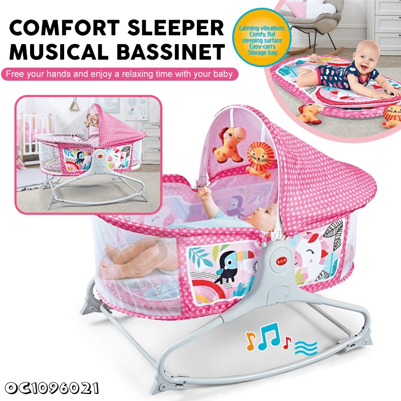 Bassinet Berceau, Lit à bascule avec tapis 2en1, sons et vibrations pour Bébé - سرير أطفال هزاز مع حصيرة - Maternité - صورة 8