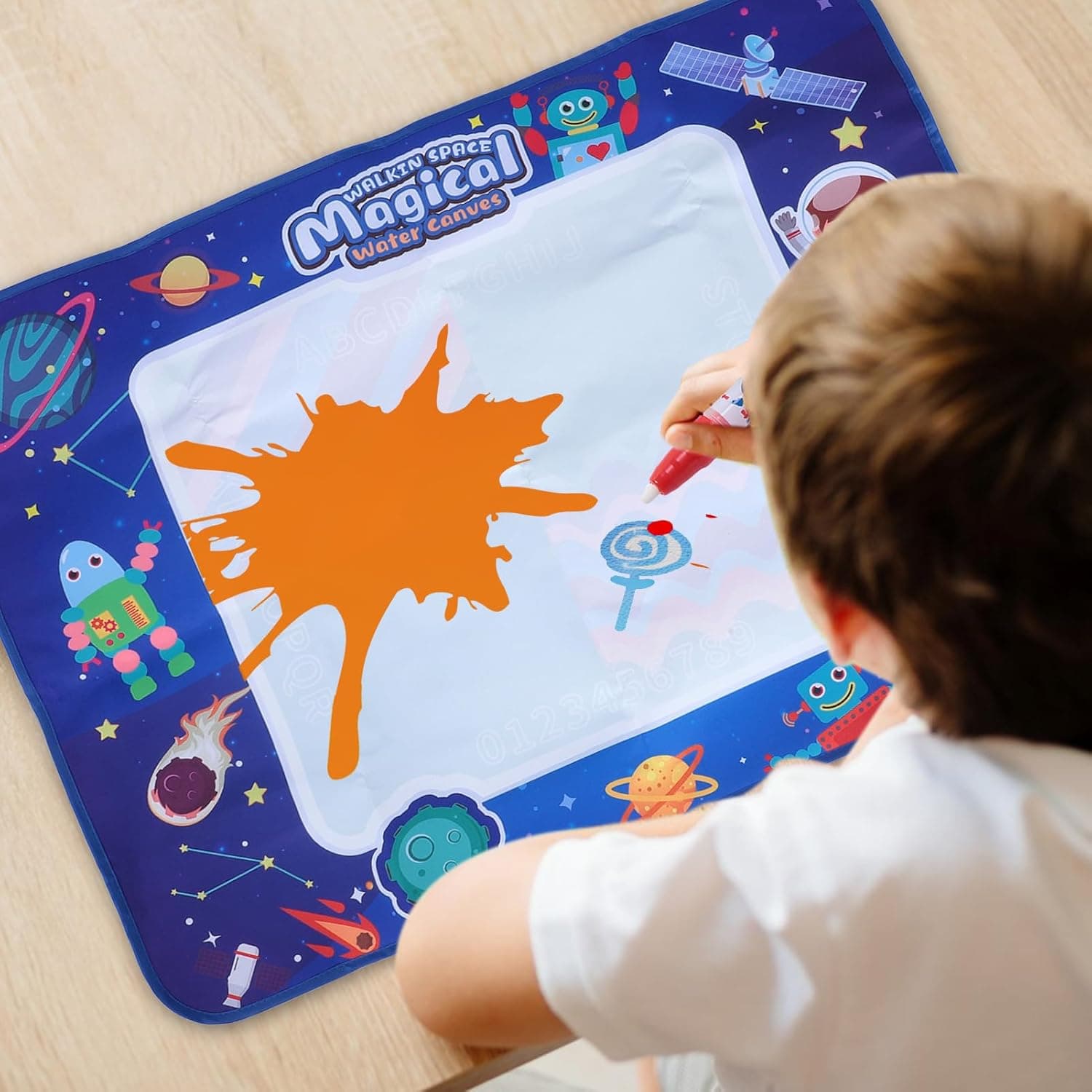 Tapis Water Canevas réutilisable et lavable pour enfants avec zone d'entraînement alphanumérique - بساط تلوين للأطفال - Jouet & Gaming - صورة 3
