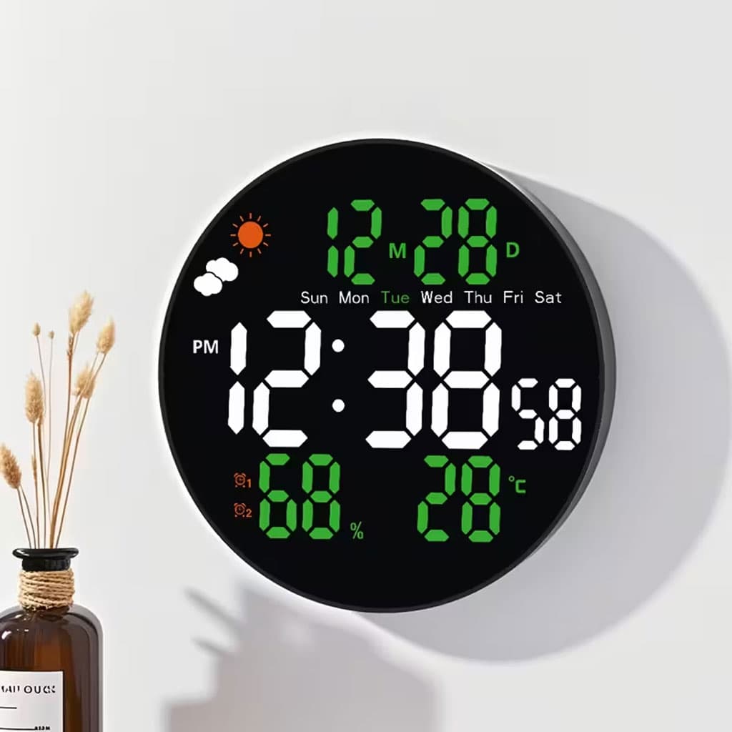 Horloge murale ronde avec télécommande et grand écran LED numérique DS-3853L - ساعة حائط دائرية تعمل بجهاز تحكم عن بعد مزودة بإضاءة رقمية - Électronique - صورة 1