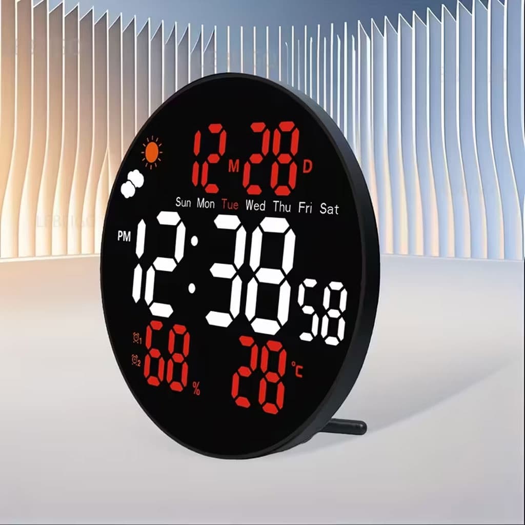 Horloge murale ronde avec télécommande et grand écran LED numérique DS-3853L - ساعة حائط دائرية تعمل بجهاز تحكم عن بعد مزودة بإضاءة رقمية - Électronique - صورة 2