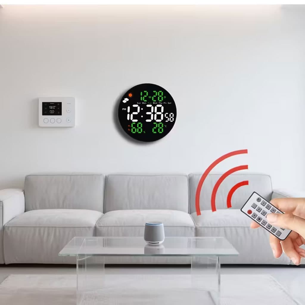 Horloge murale ronde avec télécommande et grand écran LED numérique DS-3853L - ساعة حائط دائرية تعمل بجهاز تحكم عن بعد مزودة بإضاءة رقمية - Électronique - صورة 7