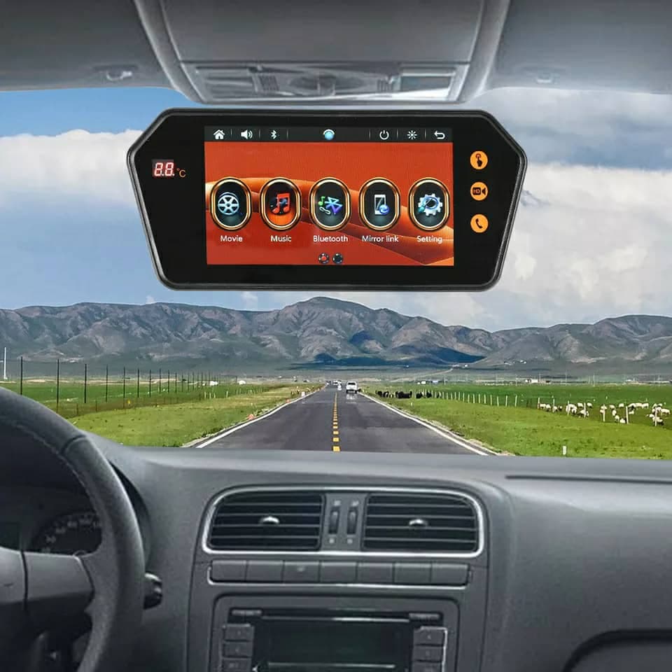Rétroviseur de voiture écran LCD 7 pouces bluetooth, température - Accessoires Auto/Moto - صورة 2