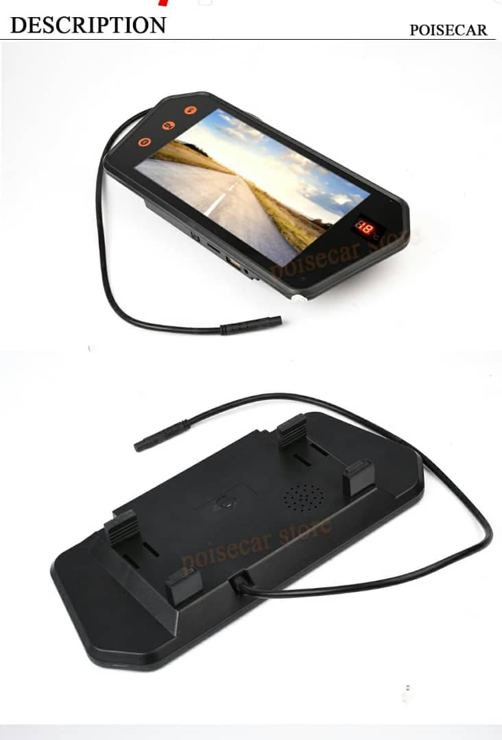 Rétroviseur de voiture écran LCD 7 pouces bluetooth, température - Accessoires Auto/Moto - صورة 7