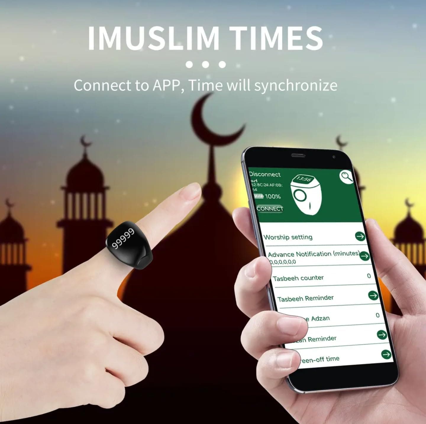 Anneau de Zikr Étanche avec Écran OLED iTasbih Salam+ - خاتم التسبيح الذكي المقاوم للماء بـ3 مقاسات - Électronique - صورة 10