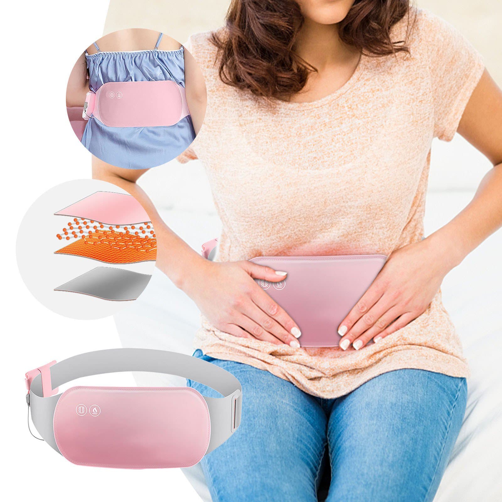 Ceinture Vibromasseur chauffant pour les douleurs menstruelles حزام هزاز ساخن لتسكين آلام الدورة الشهرية - Soins et Beauté - صورة 2