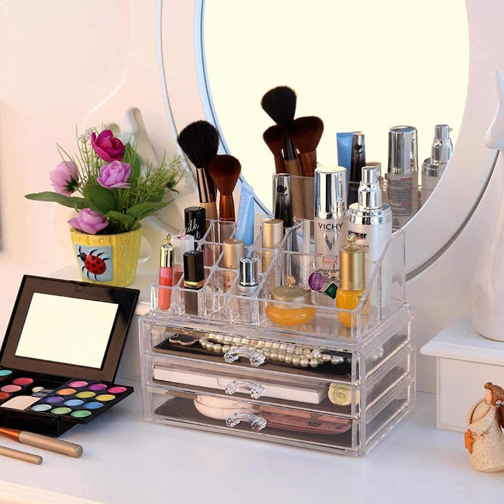 Boîte de rangement de maquillage acrylique avec 3 tiroirs - Soins et Beauté - صورة 2
