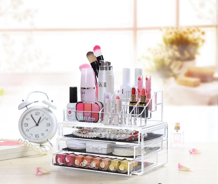 Boîte de rangement de maquillage acrylique avec 3 tiroirs - Soins et Beauté - صورة 3