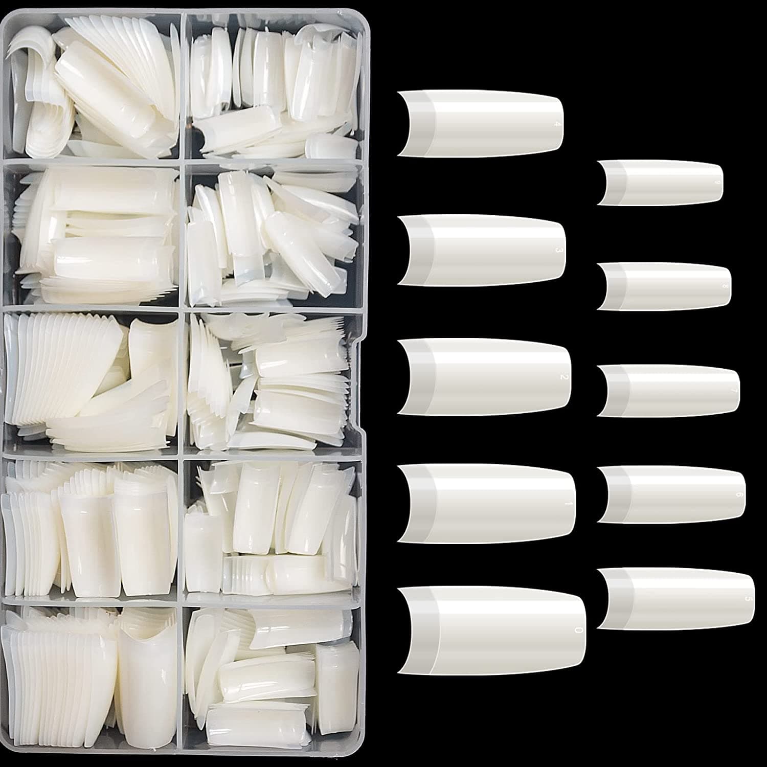 Boite 500 Pcs Pose Capsules 10 Sizes ongles transparent - Soins et Beauté - صورة 5