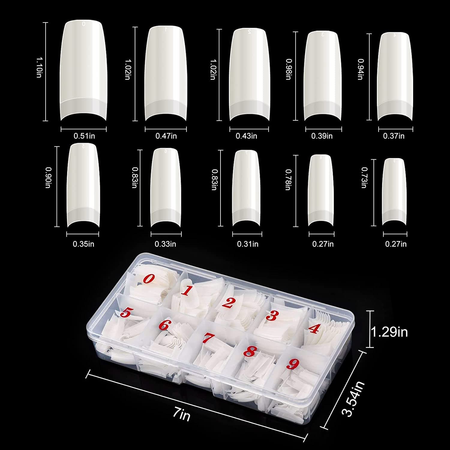 Boite 500 Pcs Pose Capsules 10 Sizes ongles transparent - Soins et Beauté - صورة 8