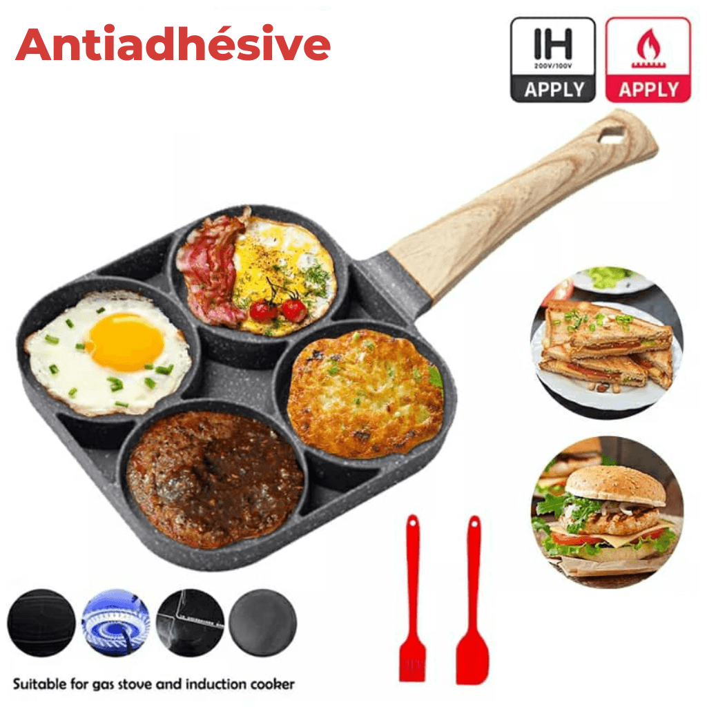 Poêle à crêpes & oeufs avec 4 trous en aluminium antiadhésive - Maison - صورة 1