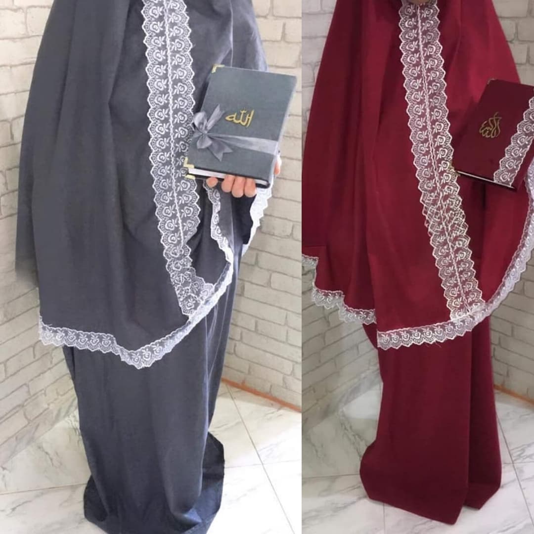 طقم صلاة نسائي 4 قطع برداء فضفاض وسجادة مبطنة مع غلاف للمصحف Kit De Prière 4 Pieces Pour Femmes En Tissu Doux Et Confortable - Divers - صورة 2