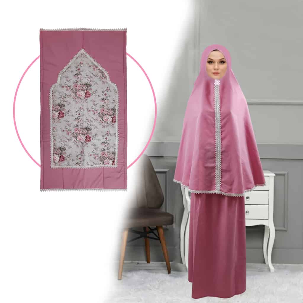 طقم صلاة نسائي 4 قطع برداء فضفاض وسجادة مبطنة مع غلاف للمصحف Kit De Prière 4 Pieces Pour Femmes En Tissu Doux Et Confortable - Divers - صورة 3