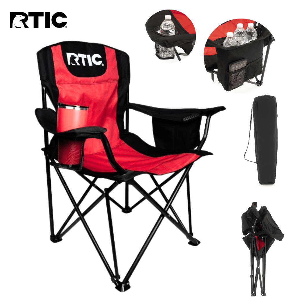 RTIC Chaise de camping pliante avec porte-boissons et sacs isoterme — صورة 1