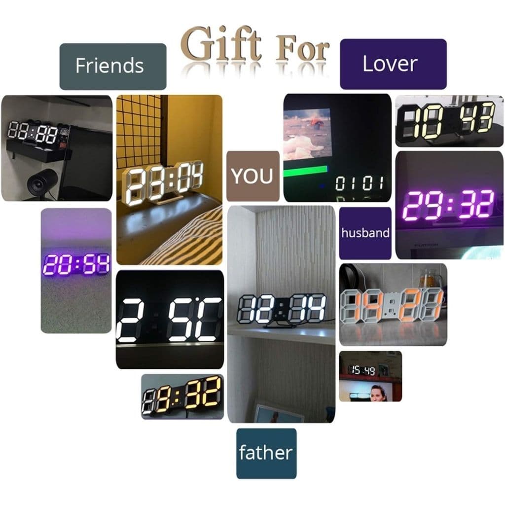 Horloge Numérique 3D LED pour Mur et bureau GH8018 – ساعة رقمية ثلاثية الأبعاد حائط و مكتب — صورة 4