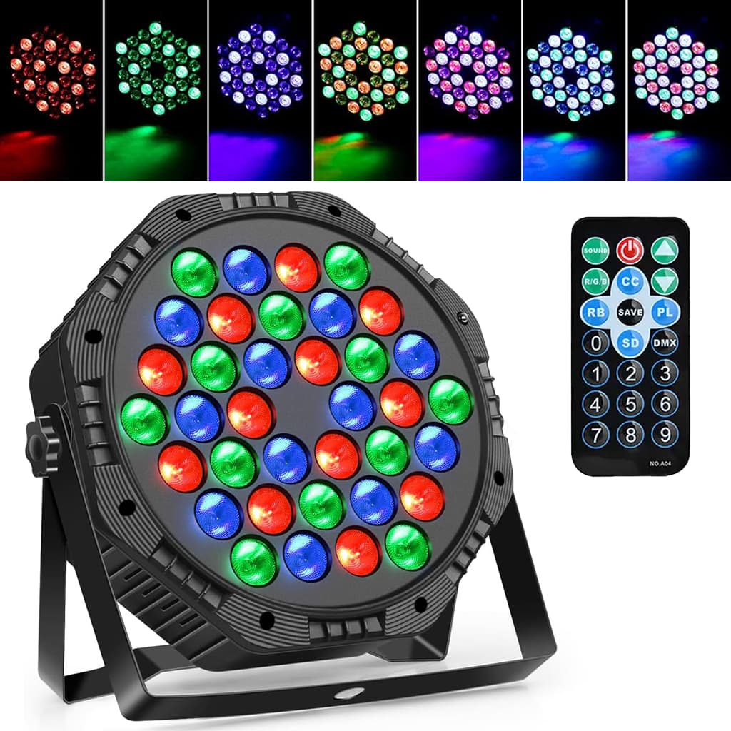Projecteur Stroboscope LED RVB 36 LED avec Télécommande – جهاز الألعاب الضوئية — صورة 1