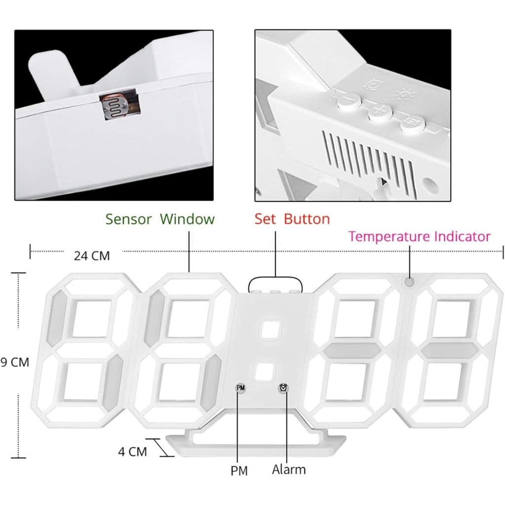 Horloge Numérique 3D LED pour Mur et bureau GH8018 – ساعة رقمية ثلاثية الأبعاد حائط و مكتب — صورة 7
