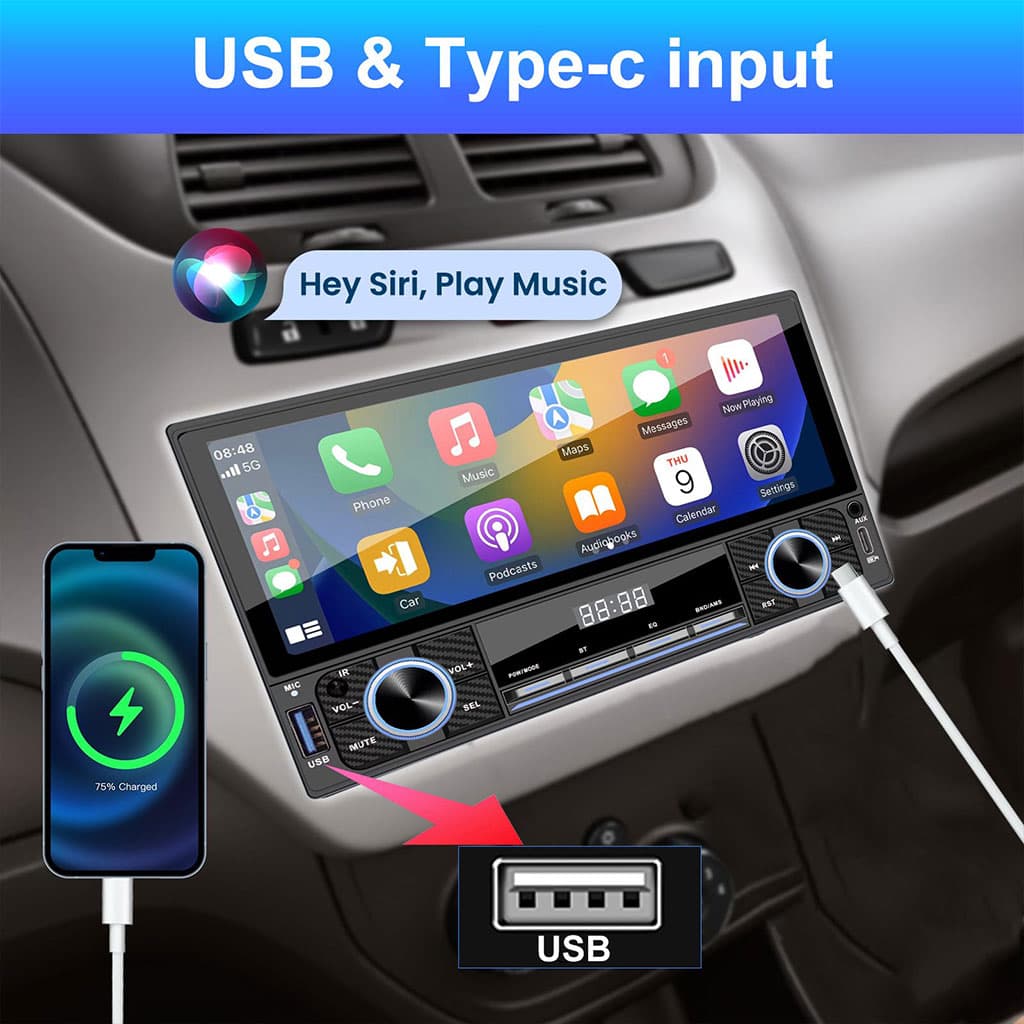 جهاز راديو سيارة لمسي | Autoradio 2-DIN Bluetooth WiFi | CarPlay Android — صورة 4